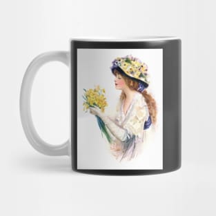 Edwardian girl with flowers Mug